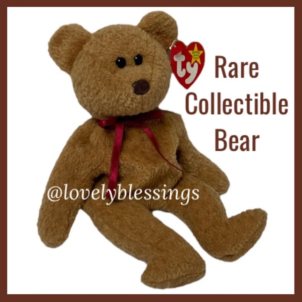 Rare Vintage Ty Bear 1996 “ Curly “ Brown Bear Ty Beanie Babies Bear Collection
